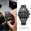 OLEVS Men's Quartz Watch Luxury Original Solid Steel Strap 24Hour Moon Phase Chronograph Waterprof Luminous Watch for Man 2949
