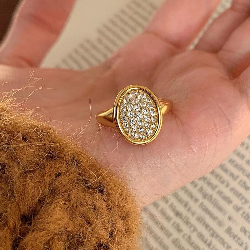 925 Sterlingsilber Unregelmäßiger Edelstein Damen Luxus Zeigefingerring - Nicht Verblassend, Verstellbar, Leichtes Nischendesign.