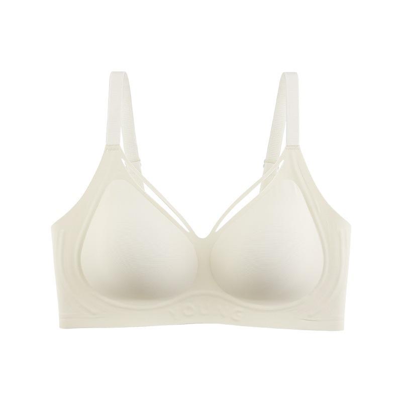 Red Seamless Wireless Bra with Crisscross Neckline and Adjustable Straps