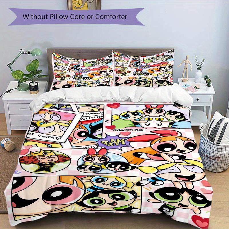 3pcs Powerpuff Girls Collection Bedding Set, Including 1 Quilt Cover and 2 Pillow Shams,Soft and Comfortable Home Bedroom.F066