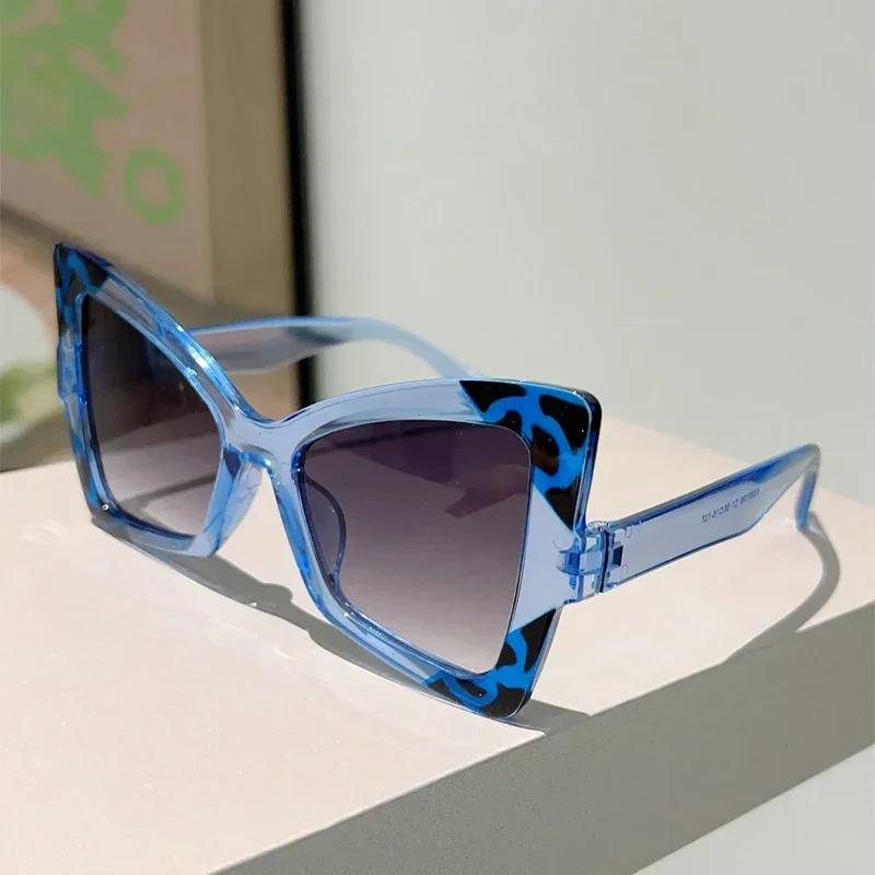 

New Women Stylish Oversize Gradient Decor Sunglasses Butterfly Shaped Sunglasses Trendy Brand Design Vacation Casual Shades as picture shows