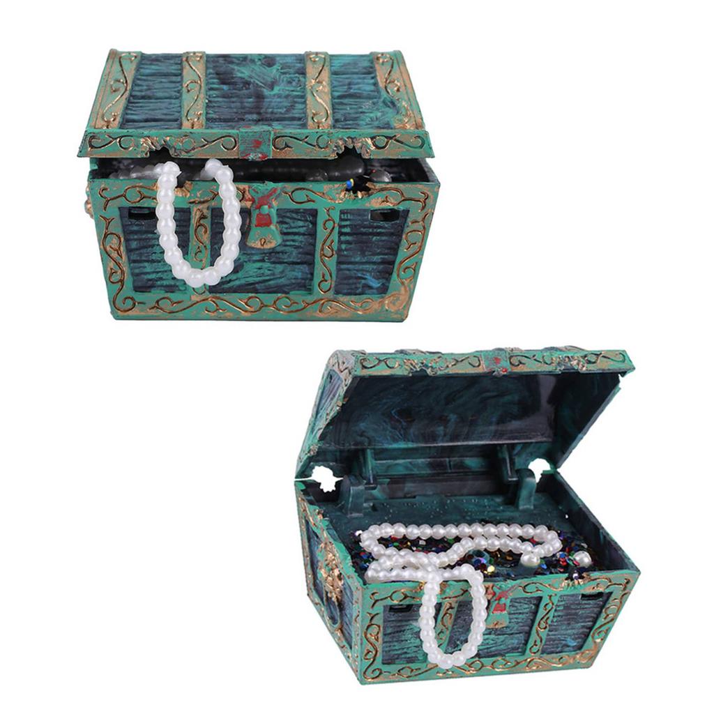 Dekorative Schatztruhe Ornament Aquarium Fischtank Landschaft Dekoration Zubehör Grün