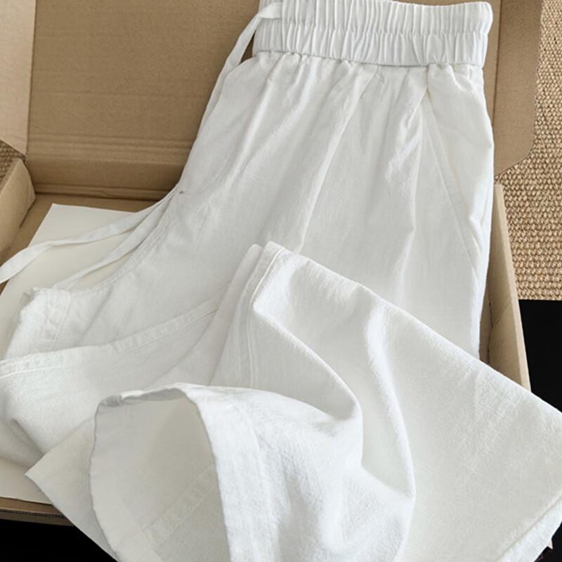 ROMON Men's Summer Quick-Dry Linen-Cotton Wide-Leg Leisure Pants