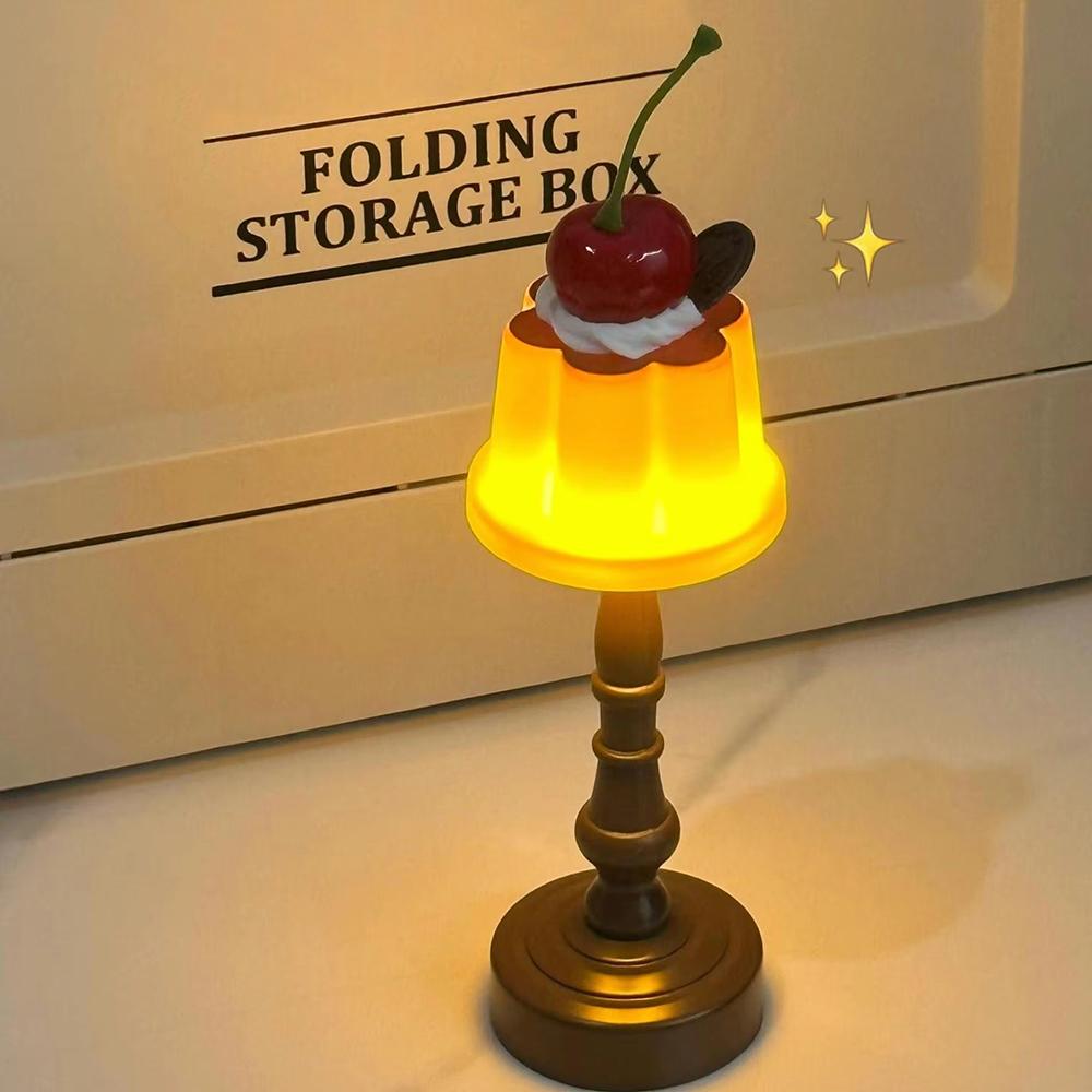 Kawaii Pudding Nachtlicht LED Schreibtischlampe Batteriebetrieben Schreibtisch Nachttisch Schlafzimmer Bar Raumdeko Atmosphäre Schlaflicht Kindergeschenke