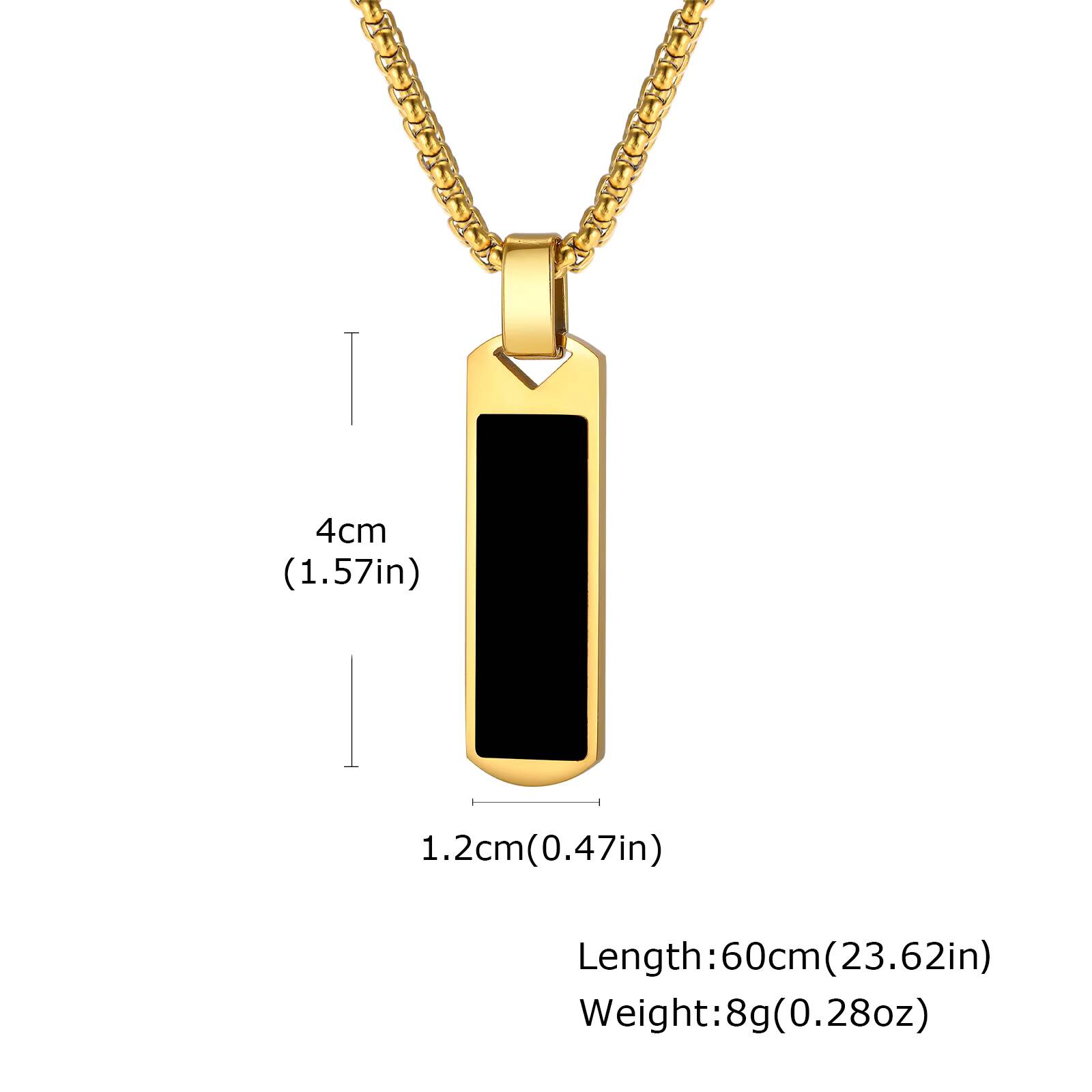 

Vnox Vertical Bar Necklaces for Men Boys, Stainless Steel Rectangle Pendant, Gold Color Box Chain Trendy Necklace Jewelry Gifts 60cm