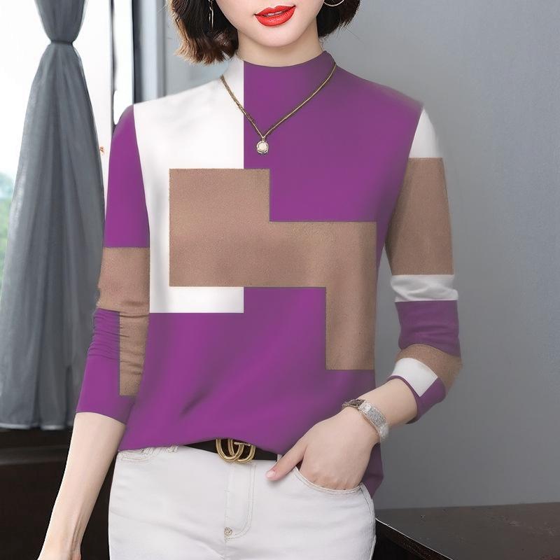 

Elegant Geometric Pattern Maternity Top with Half-High Collar & Long Sleeves - Plush Lined for Comfort and Style Medium (M)