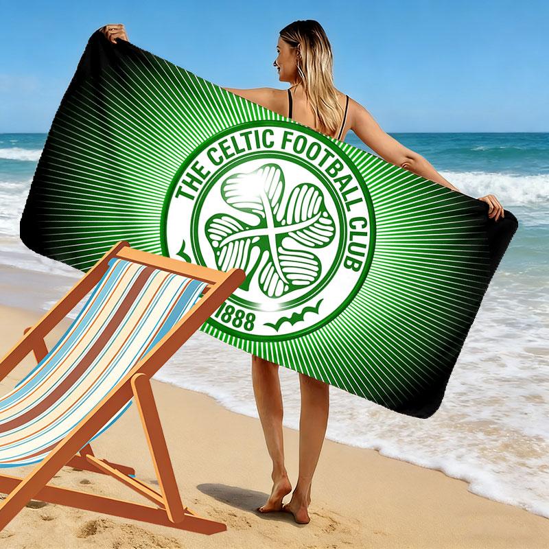 Celtic Football Team Logo Print Beach Towel, Large Soft Quick Dry Towel for Beach Camping Swimming
