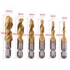 Metric Thread M3-M10 Titanium Coated HSS Drill and Tap Bits 1/4" Hex Shank Screw Taps Tool Set Thread Tap Tool Tapping Tool