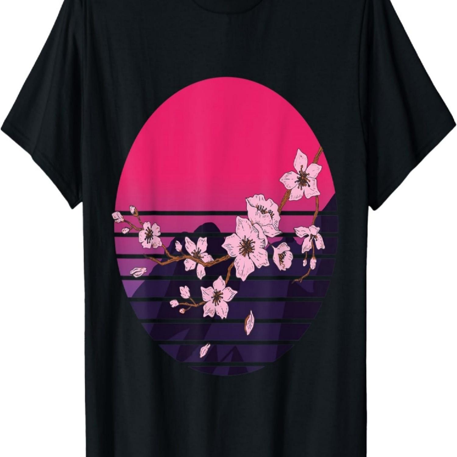 Spring Time Flowers_ Retro Design Cherry Blossom Tree Sakura T-Shirt S