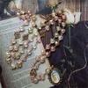 Elegante Rosenherz-Perlen Glasanhänger Rosenkranz-Halskette Christliches Gebet Modischer Vintage-Halsschmuck für den täglichen Gebrauch