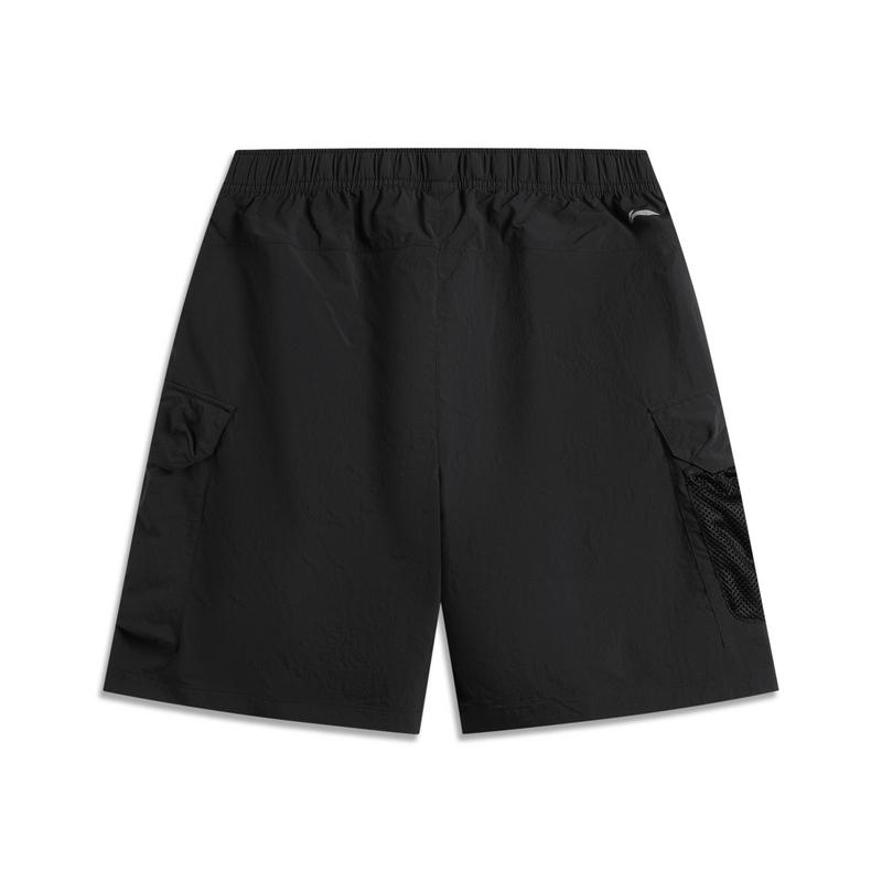 Li Ning CF Water-Resistant Solid Color Loose Cargo Shorts Men Shorts Black AKSV227-4