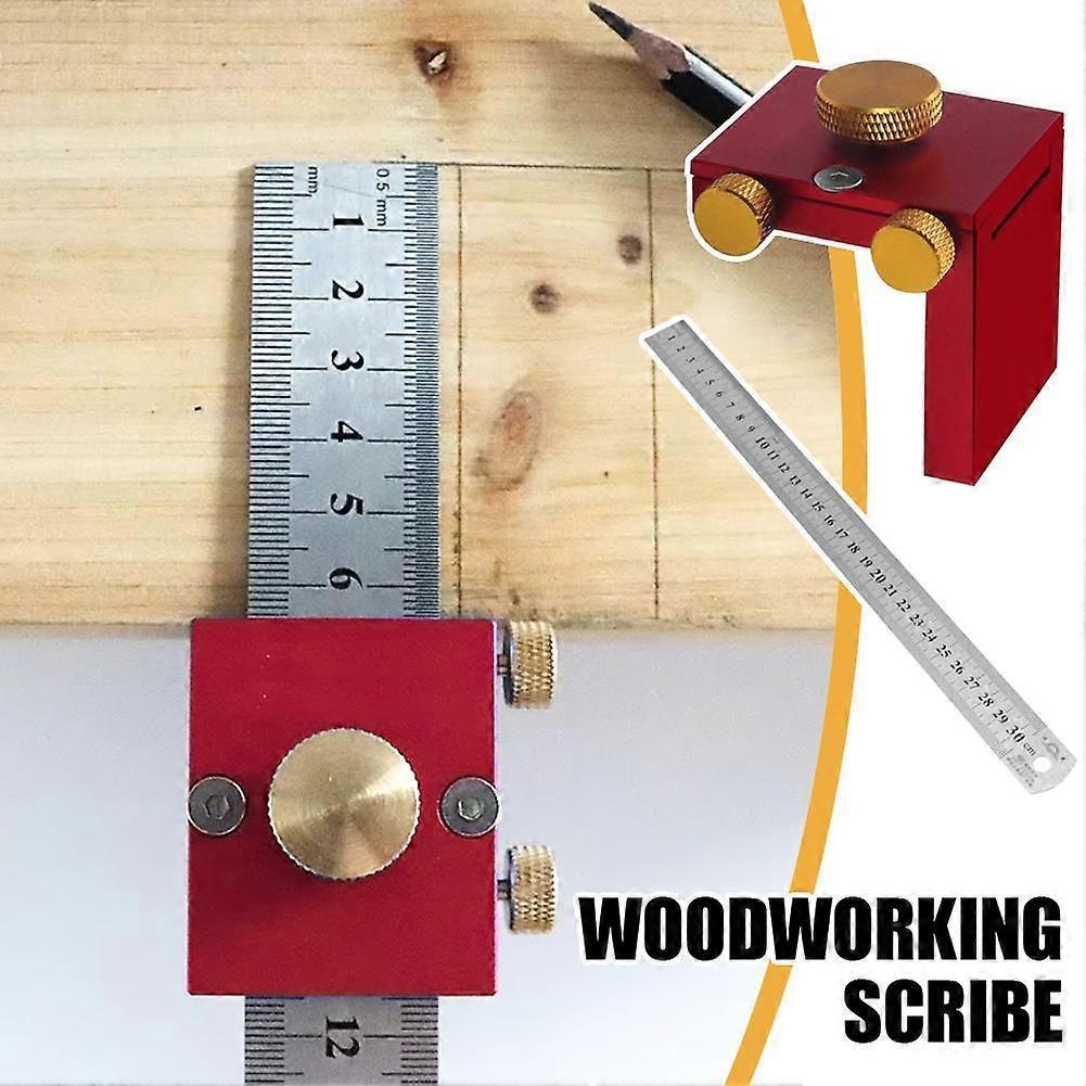 Woodworking Marker Ruler Steel Ruler Marking Positioning Block T-Shaped Ruler Stop Tool DIY Woodworking Measurement Positioning Tool