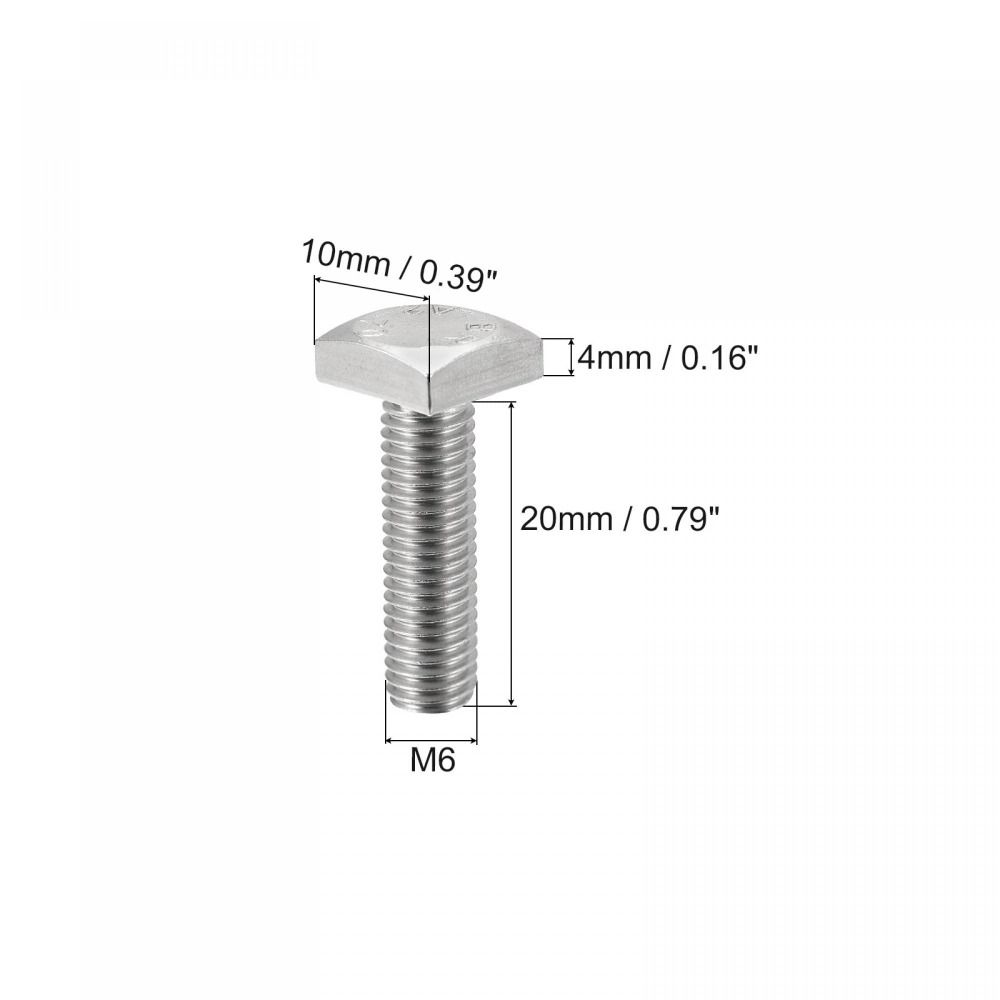 2 Stück M6*20MM Vierkantkopfschraube Silber Vollgewinde Langlebig Vierkantmaschinenschrauben