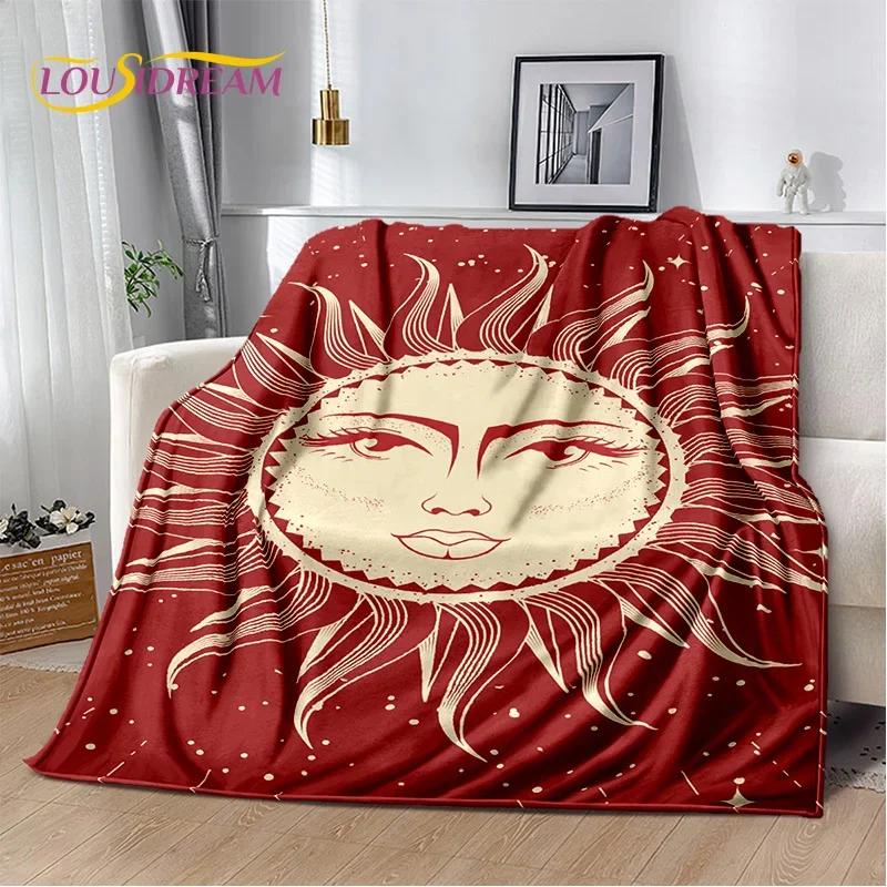 Mysterious Tarot Sun Moon Mandala Magic Soft Flannel Blanket for Beds Bedroom Sofa Picnic,Throw Blanket for Outdoor Leisure Gift