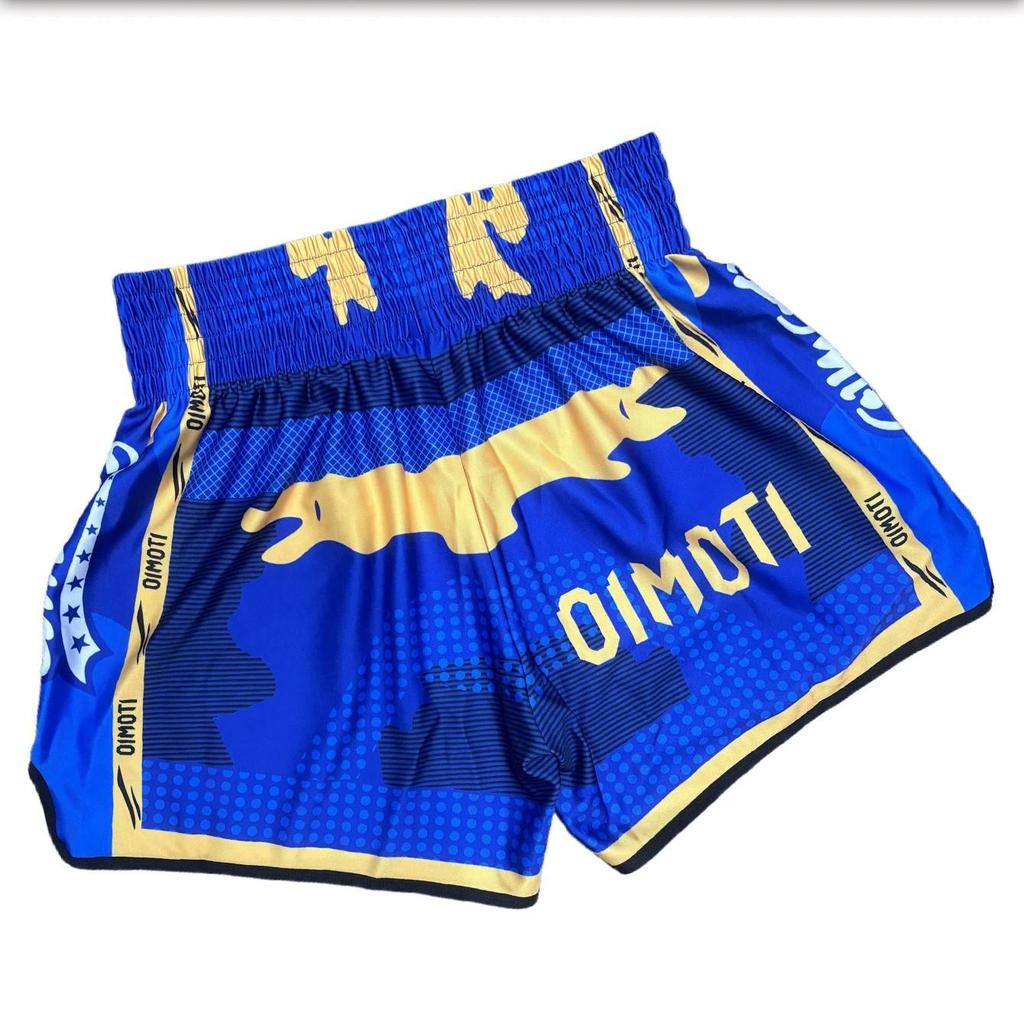 Blue Camouflage Muay Thai Kickboxing Boxing MMA UFC Casual Shorts Gym Sport Unisex Men Women Workout Quick Dry Print Elastic High Waist Training