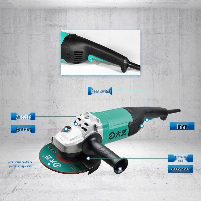 Dàyì Industrial Angle Grinder 2200W CN plug (adapter included)