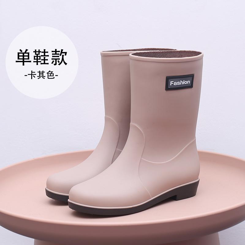 

Water shoes women s rain shoes medium tube children fleece warm waterproof non-slip half tube rain boots rubber shoes women s rain boots 36