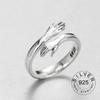 Resizable 925 Sterling Silver Ring Trendy Gold Fine Jewelry Open Adjustable Antique Rings Hands Hug Shaped Loop For Women Kofo