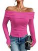 2026 European & American Sexy Off-Shoulder Slim Long-Sleeve Women's Top