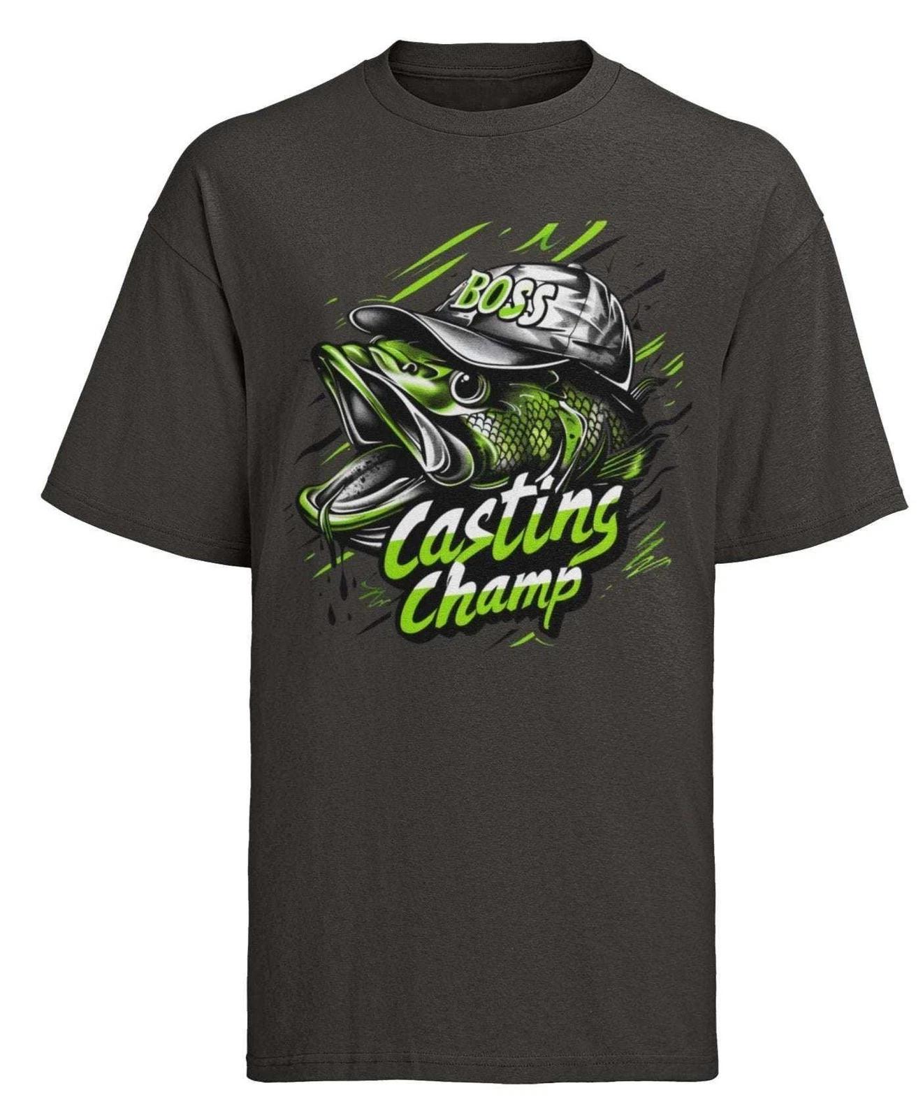 Funny Fishing T Shirt Casting Champ Novelty Anglers Gift Idea Dad Grandad Fun XL
