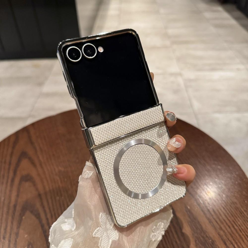 For Samsung Galaxy Z Flip 7 Case Fashion Glitter Magnetic Wireless Charging Protective Back Cover for Samsung Z Flip 7 Shell