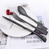 Cutlery Set Tableware Set Black Steak Knife Stainless Steel Kitchen Dessert Mirror Spoon Flatware Fork Dinnerware Silverware