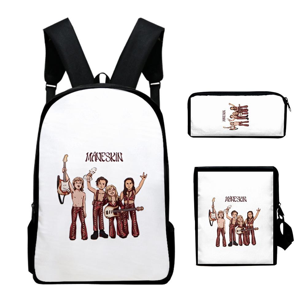 Classic Popular Peculiar Maneskin 3D Print 3pcs/Set pupil School Bags Laptop Daypack Backpack Inclined shoulder bag Pencil Case