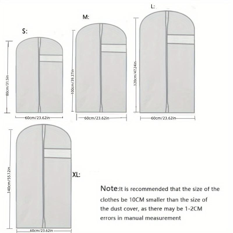 

1pcs Suit Dust Cover Bags, Hanging Clothes Storage Bags For Shirt, Suit, Dress, Coat, Portable Dust Proof Garment Bags 100cm чёрный