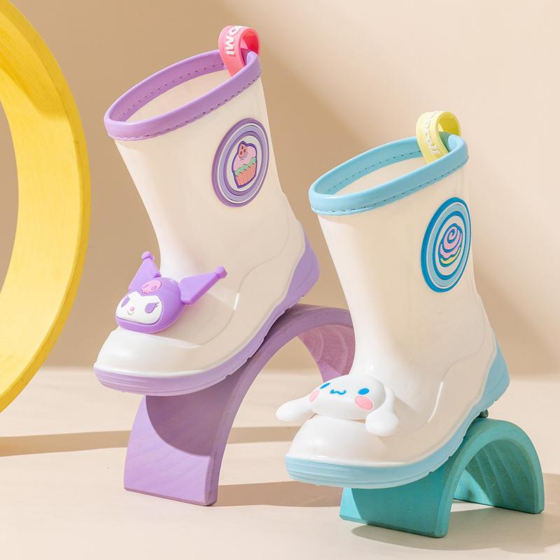 Children's Rain Boots Girls Kindergarten Kuromi Cartoon Cute Cinnamoroll Baby Rain Boots Girls Water Shoes