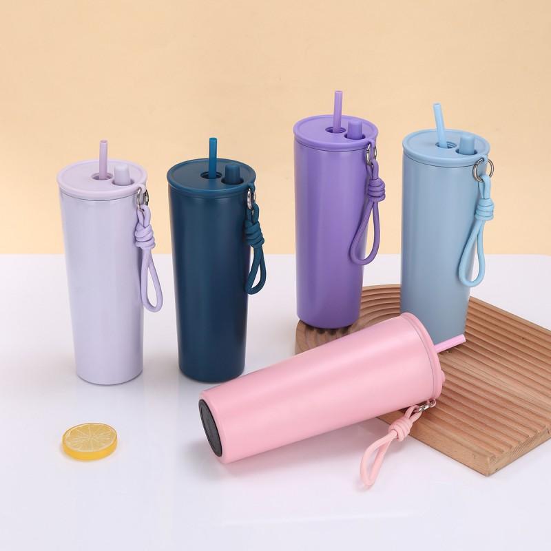 Stainless Steel Vacuum Insulated Travel Mug With Handle Straw 710ml Double Wall Car Cup Outdoor Office Commute