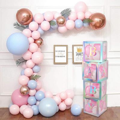 Laser Baby Box Colorful Transparent Baby Letter Box Baby Shower Decorations Girl Babyshower 1st First Birthday Girl Party Decor