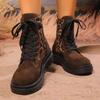 Mode Retro-Stil Wildlederimitat Leopard Stiefeletten für Damen 2025 Dicke Sohle Kurze Stiefel Rutschfest Größe 36-43 Damen Stiefeletten Botas Mujer