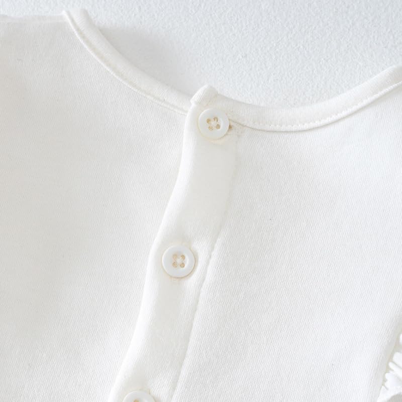 Baby Clothes Clothes Long Sleeve Bodysuit Girls Newborn Baby Preparing for Birth Gift Luxury Ruffle Hair Ornament Lace White 6M [Baby koi]