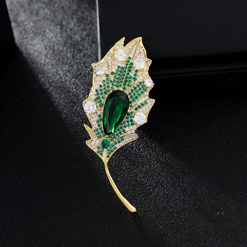 

Новое модное чувство дизайна, высококлассная брошь в стиле ретро «Фэнлин», темпераментная, элегантная, в виде листа, корсаж, хрустальная булавка с украшениями для женщин