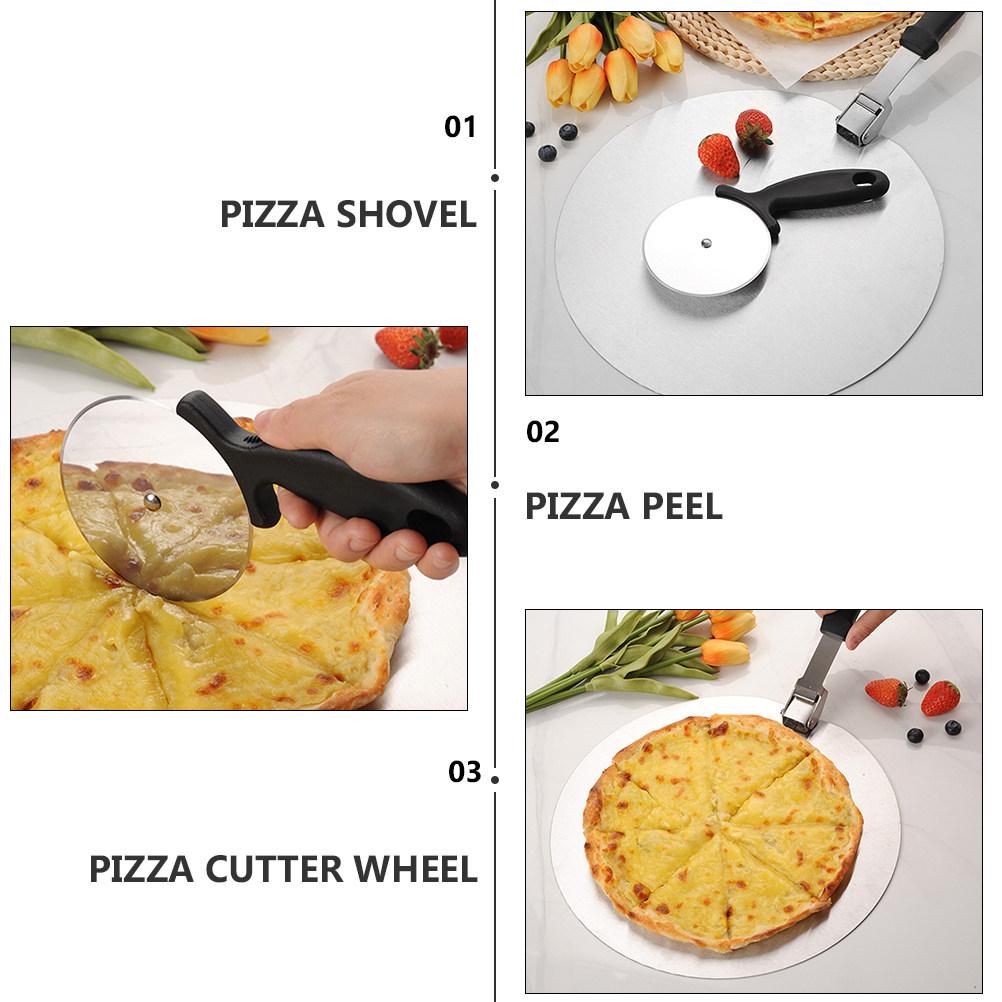 1Sada Nerezová lopata na pizzu Pádlo Lopata Kolečko na krájení Sada Snadné vyjímání pečených věcí z trouby Skvělé pro různé