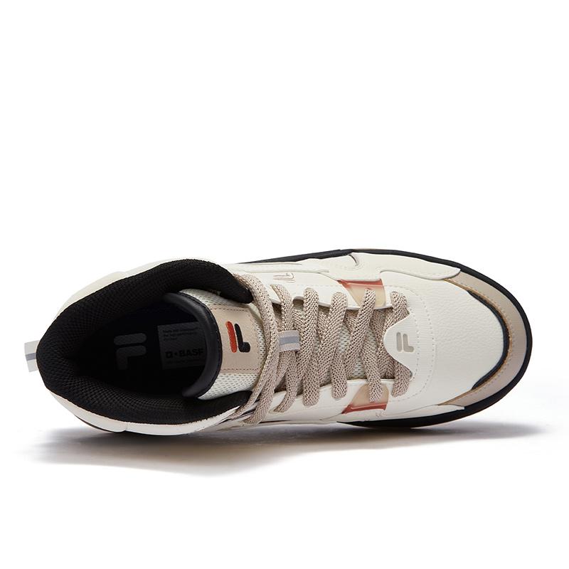 Fila Fusion Bank II Mid Versatile High-Top Sneakers Women Sneakers White Brown T12W442912FAC