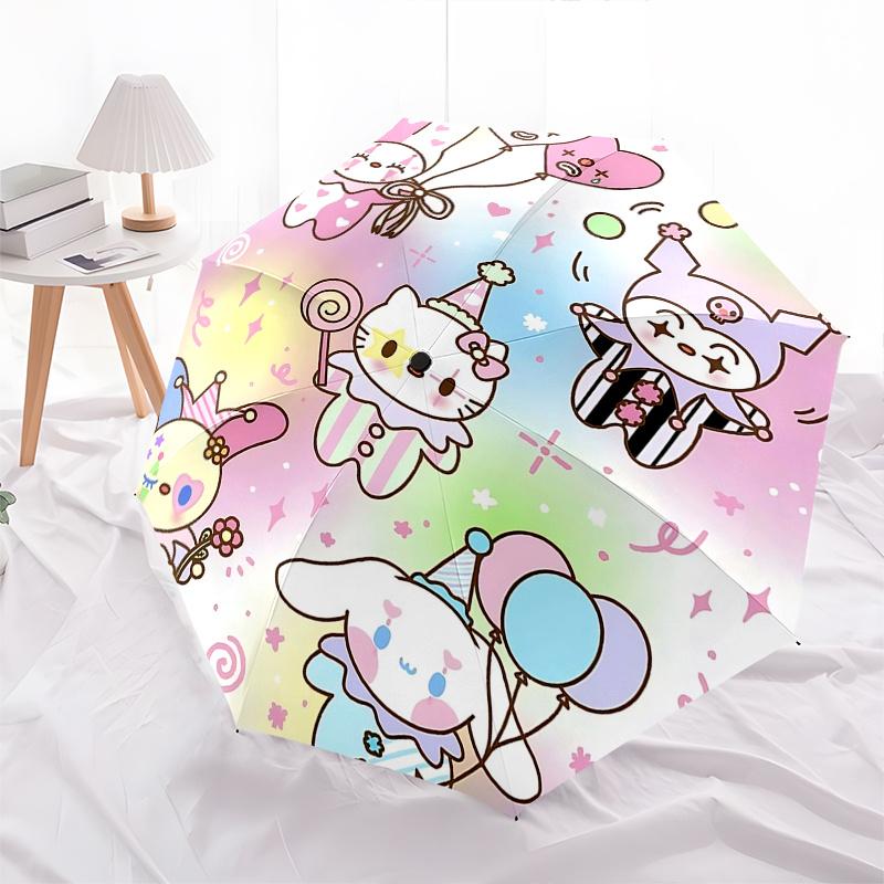 1pc Hello Kitty Carnival Celebration Umbrella - Automatic Open/Closed with Foldable Design, Iron Frame, Outdoor Use, Festive Gift for Fans, Travelers,