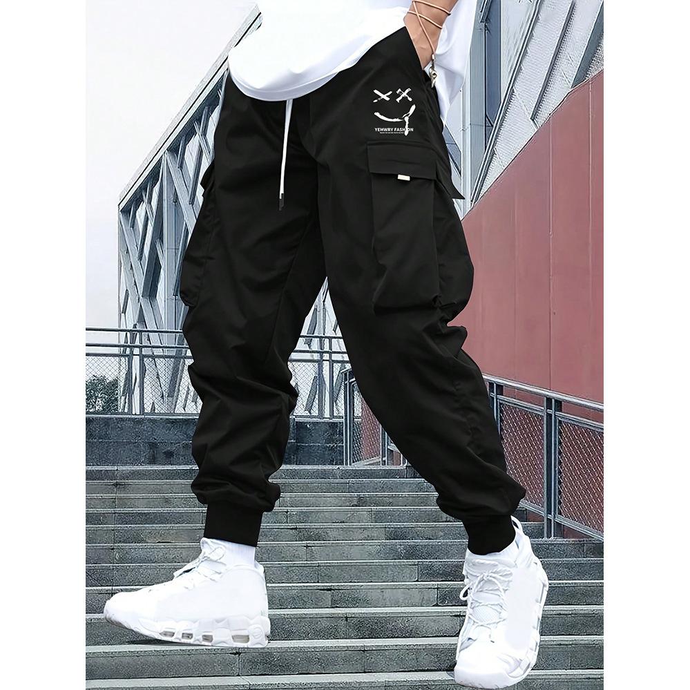Men's Casual Workwear Straight-Leg Sweatpants Multi-Pocket Loose-Fit Long Pants for Fitness and Sport