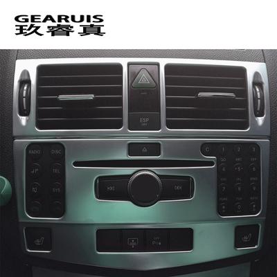 For Mercedes Benz C Class W204 Interior Trim Air Conditioning CD Control Panel Frame Car Styling Stickers Cover Auto