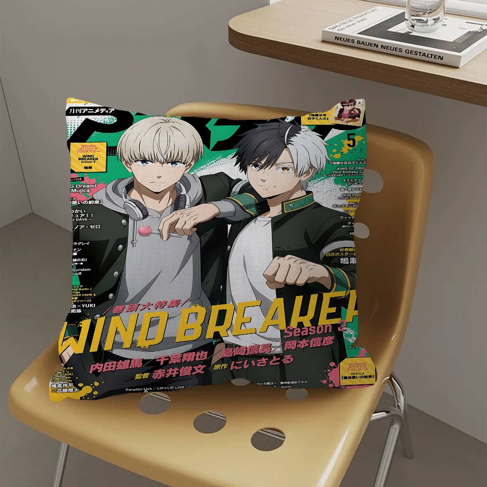 Anime Wind Breaker Decorative Room Aesthetics Pillow Case Home Decor Bedroom Sofa Bed Couch Pillow Cover 45x45