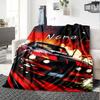Red Muscle Car With Flames And Smoke Blanket With Customizable Name Four Seasons Comfortable Shawl Blanket Suitable For Home Travel Camping Office