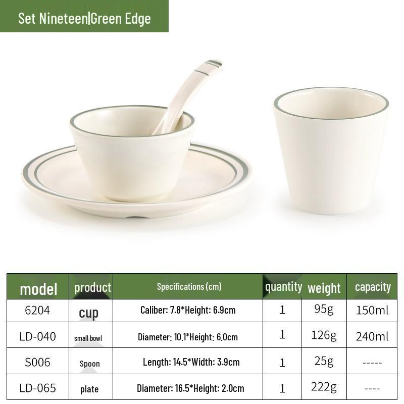 Melamine Four-Piece Table Set: Imitation Porcelain Plastic Bowls & Plates for Restaurants and Hotels