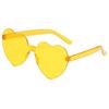 Rimless Heart Shaped Sunglasses, Transparent Candy Color Shades, Unisex Love Eyewear for Festivals, Parties and Daily Streetwear