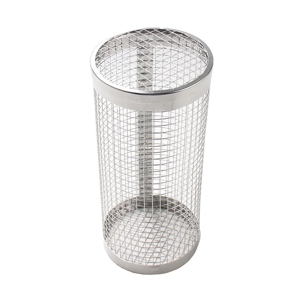 Rollender Grillkorb Rund Edelstahl Grillkorb für Outdoor-Grillen Fisch Garnelen Fleisch