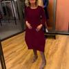 Versatile Solid Color Round Neck Long-Sleeve Dress for Women - Autumn/Winter Collection