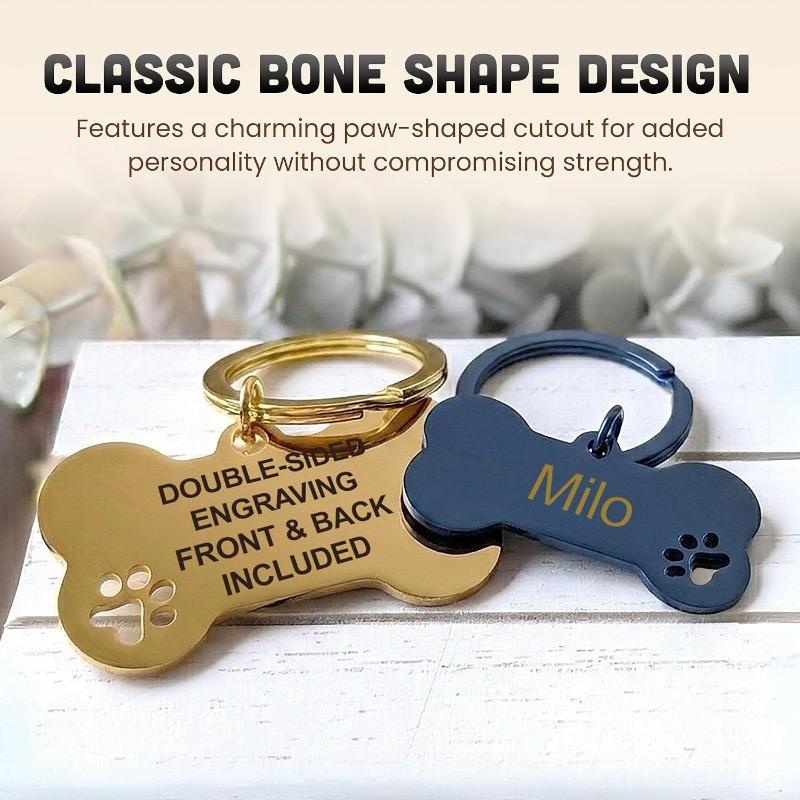 Pet ID Tag Personalized Free Engraved Keychain for Cat Puppy Dog Tag Pendant Keyring Bone Paw Bone Pet Accessories 7