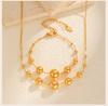 Stainless Steel Round Ball Beads Chain Bracelet for Women, 18K PVD Gold Plated Statement Waterproof Hand Wrist Jewelry