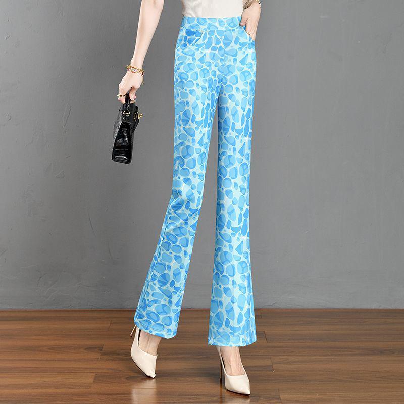 Elastic Waist Women's Plaid Micro Flare Pants - Summer Versatile 2025 Slimming Bodycon Stretchy Fashion.