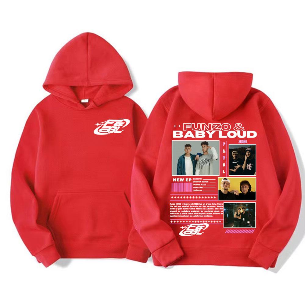 Rapper Funzo & Baby Loud 2025 Tour Mikiny Unisex Módní Ležérní Mikina s Dlouhým Rukávem Pánská Punk Hip Hop Street Mikina