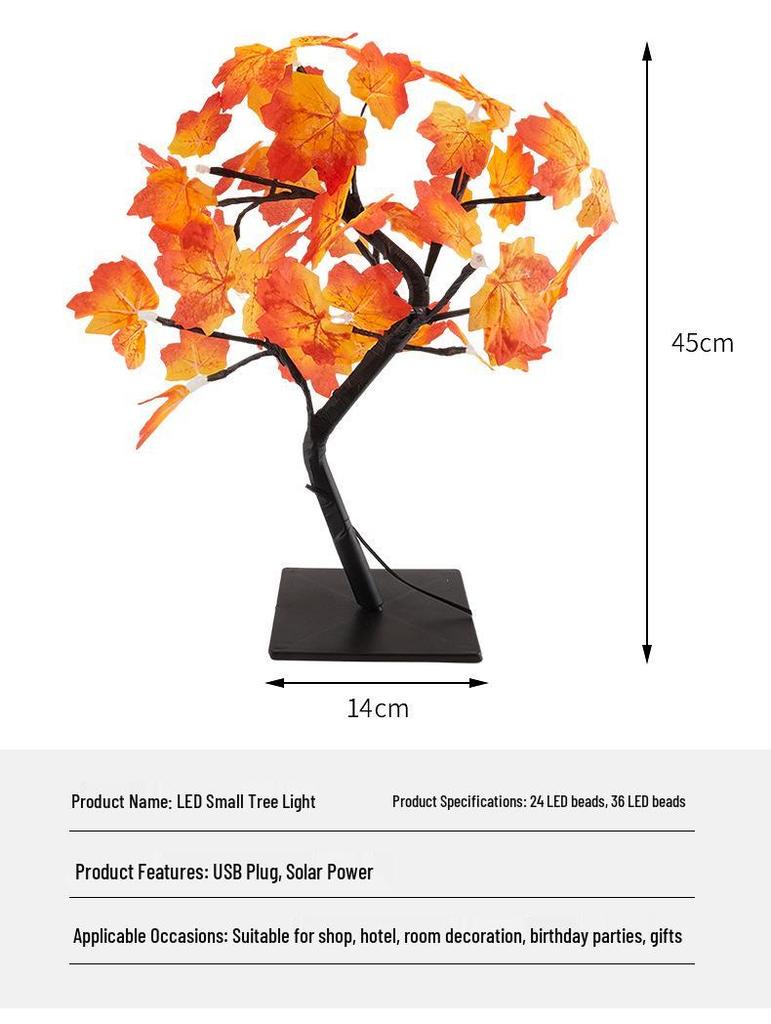 LED Maple Leaf Tree Lamp with Voice Remote - Creative USB Night Light for Room Decor & Gifts